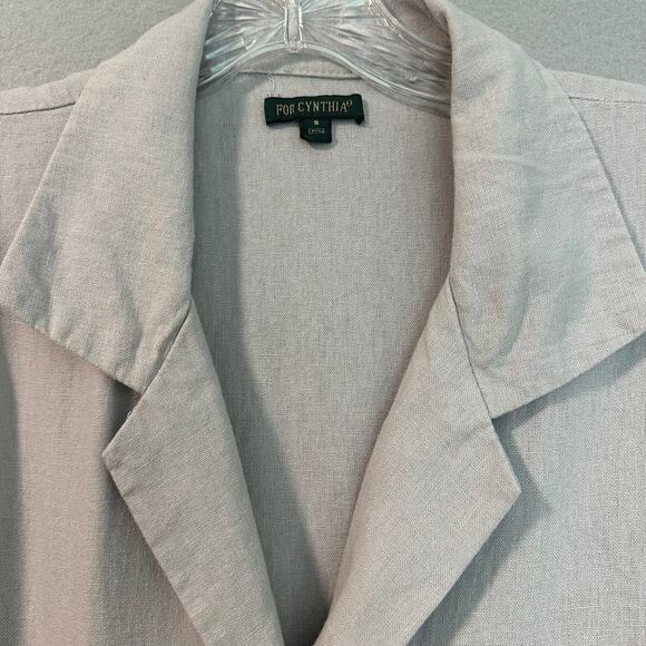 For Cynthia Sleeveless Linen Sharkbite Shirt Dress Patch Pocket Lagenlook Sz S - Picture 5 of 10